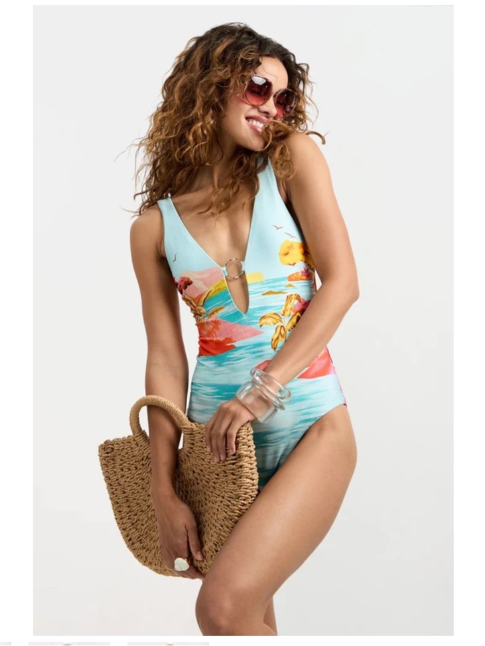 NWT TRINA TURK Cyclades Bamboo Ring Plunge
One Piece Swimsuit